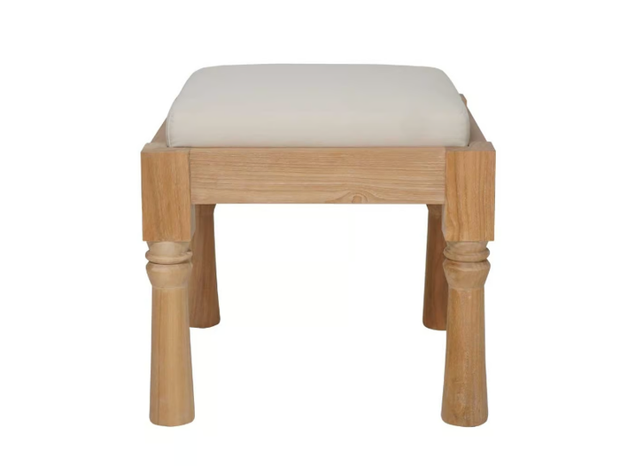 CHARPAI - Low upholstered fabric and teak stool _ Il Giardino di Legno